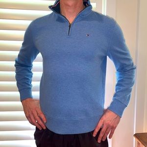 Tommy Hilfiger Men's Haute Blue Cozy Quarter Zip Sweatshirt M Sweater